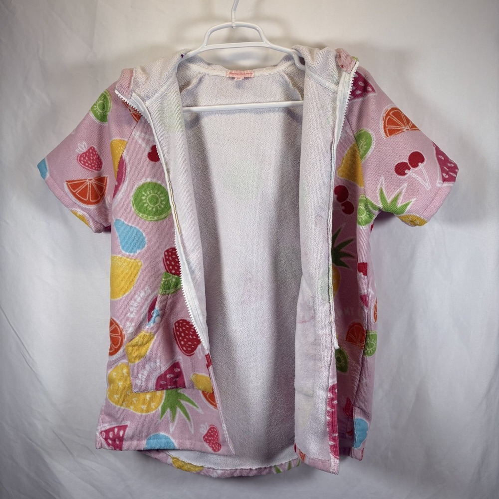 Tommy Bahama Pink Hooded Towel Zip Up‎ Swim Beach Cover Up Kids Sz L/XL Pockets